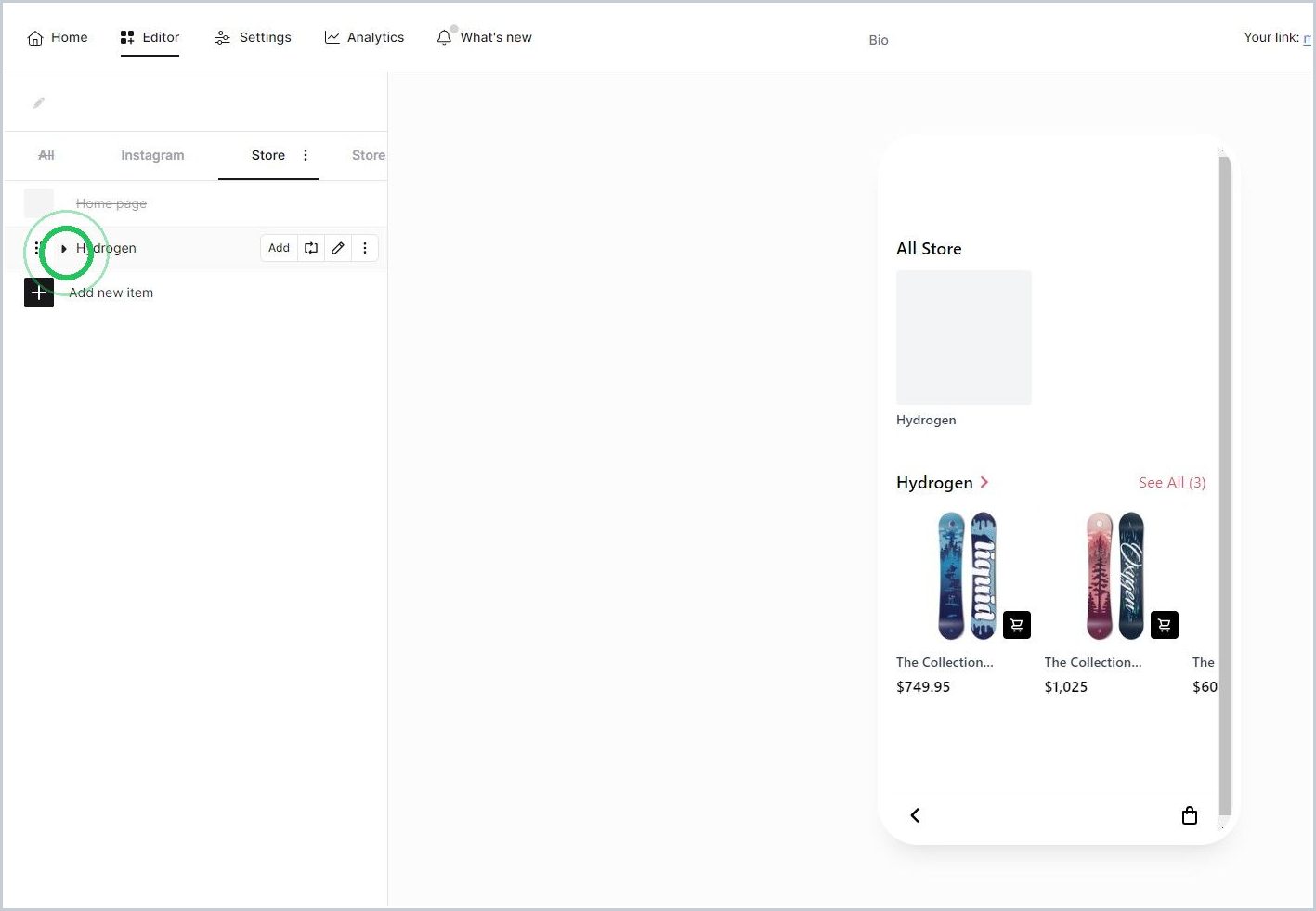 Hiding a menu item in Mkr.Bio — step 5
