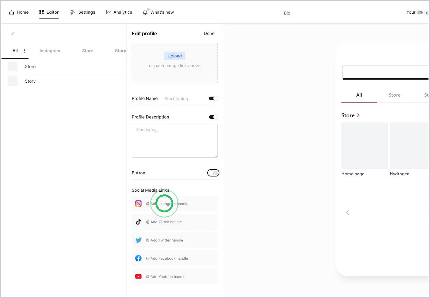 Adding social media links to your Mkr.Bio — step 4