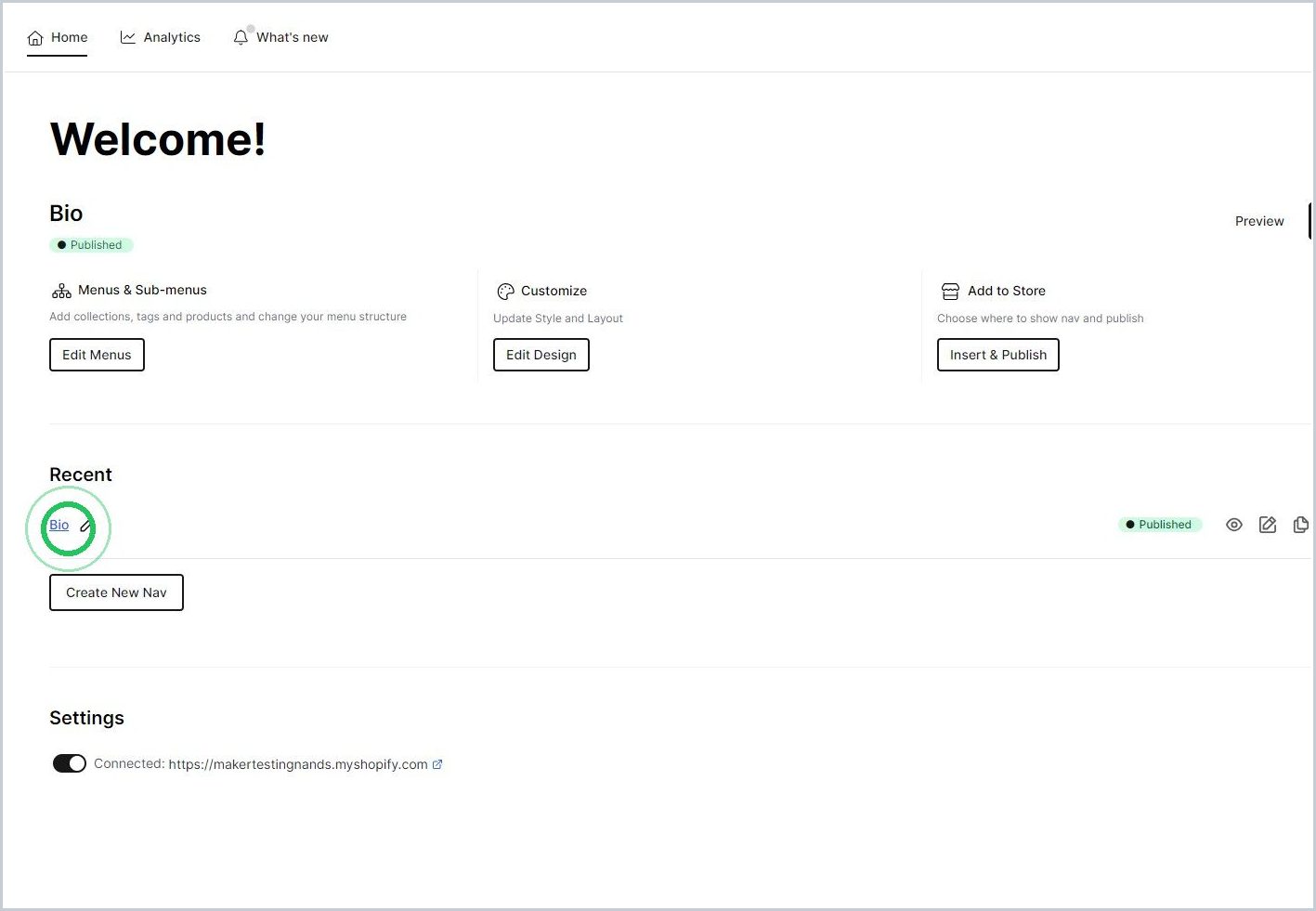 Hiding a menu item in Mkr.Bio — step 2