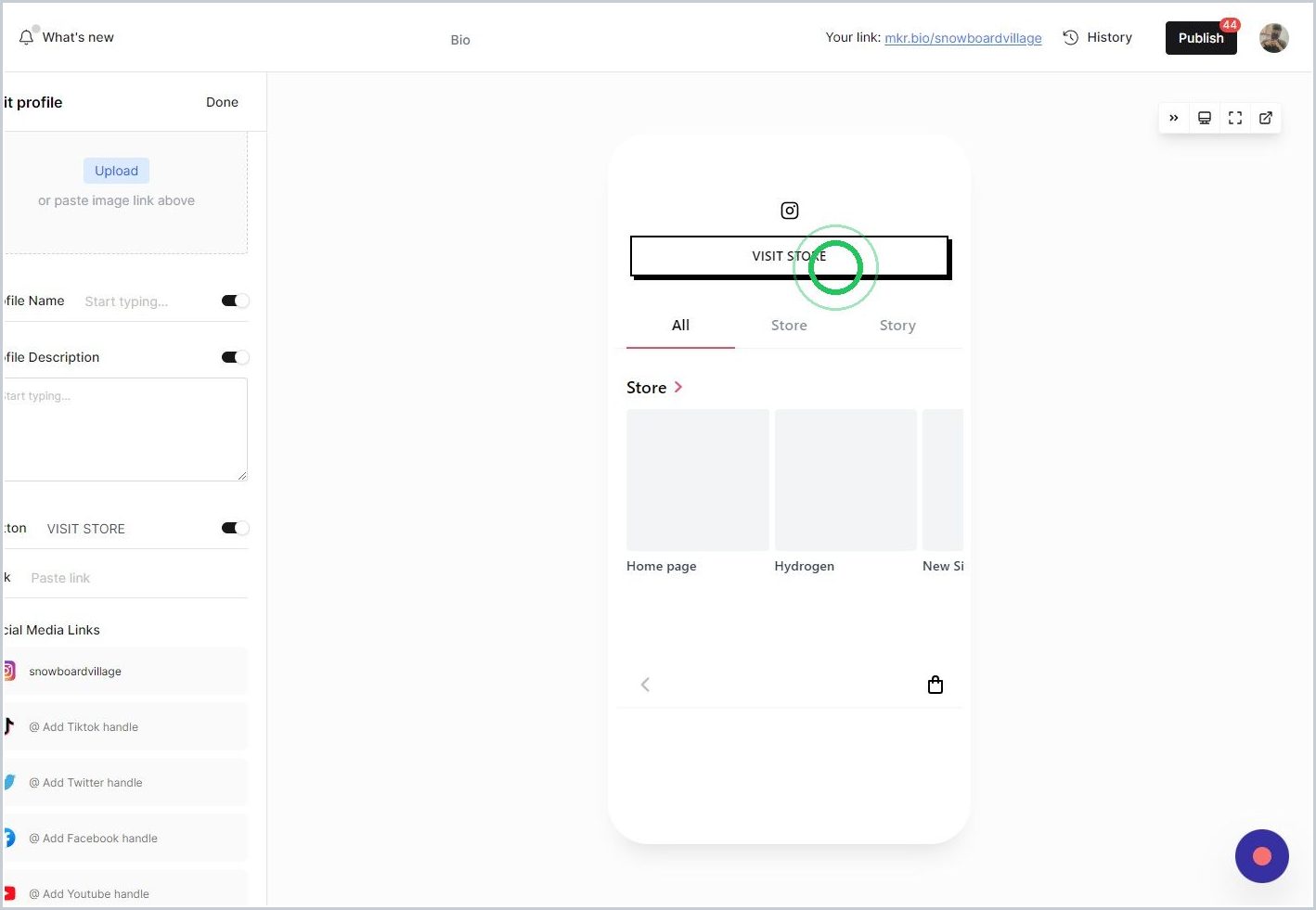 Adding a call-to-action button to your Mkr.Bio profile — step 6