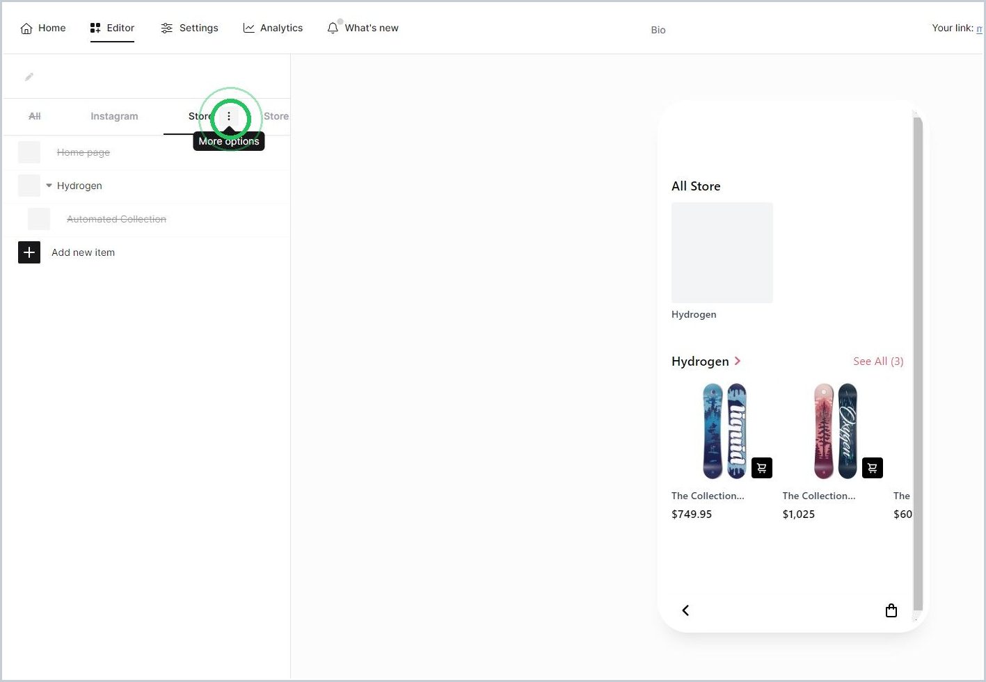 Hiding a tab in Mkr.Bio — step 3